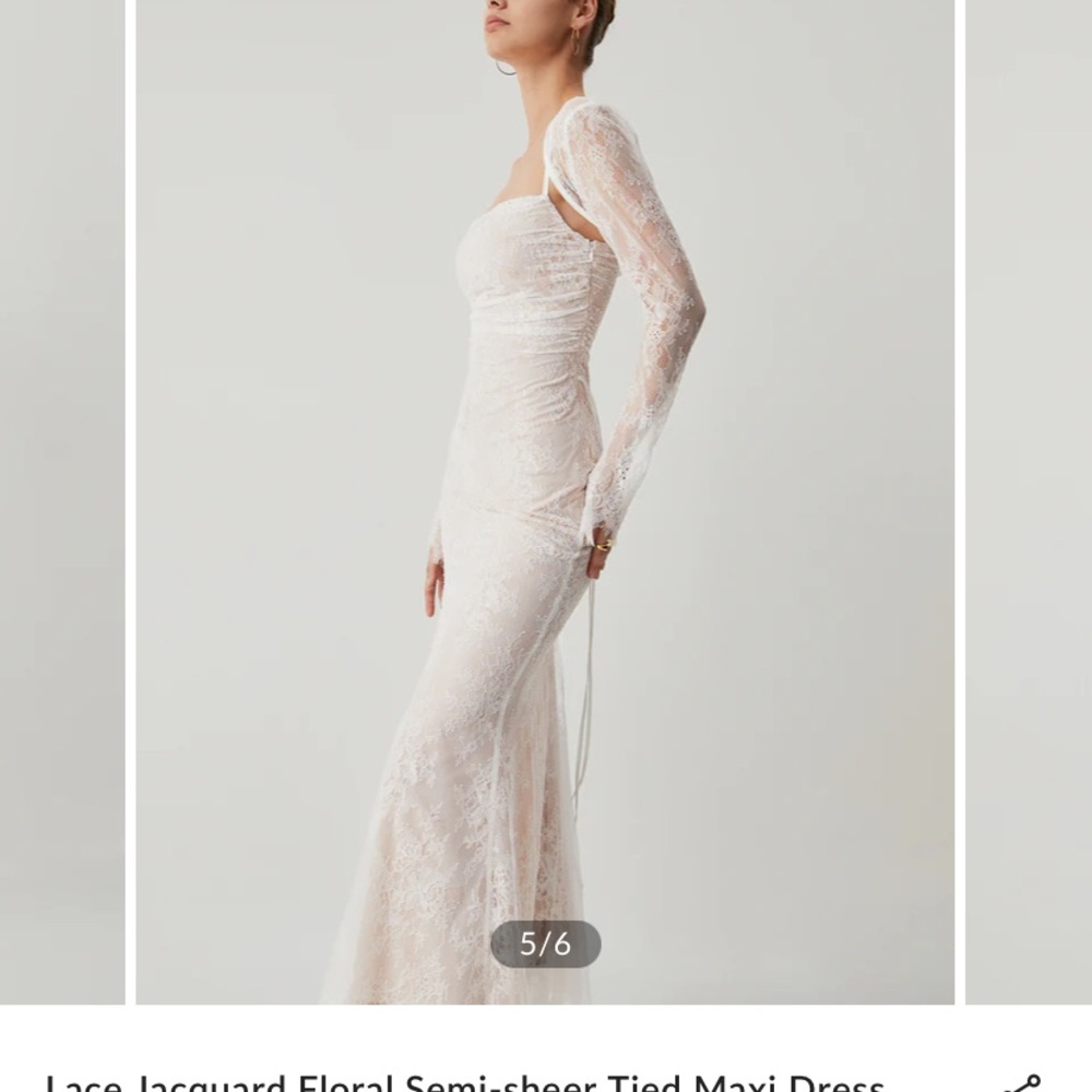 Lace Jacquard Floral Semi-sheer Tied Maxi Dress